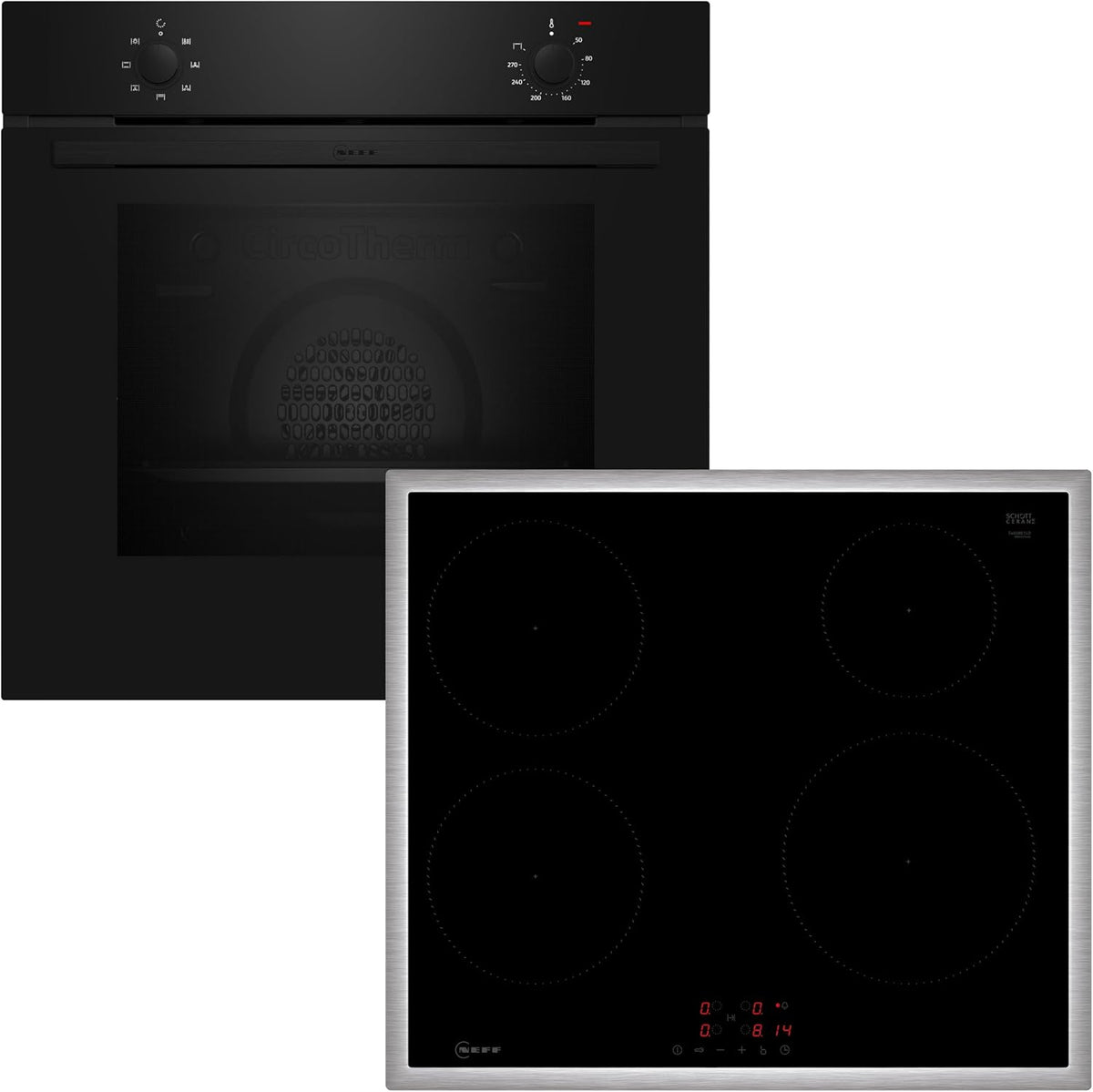 NEFF Backofen, 60 x 60 cm, Schwarz, BX16IB, -Set bestehend aus B1DCA0AK0, N 30, und T46SBE1L0, N 50, Induktionskochfeld