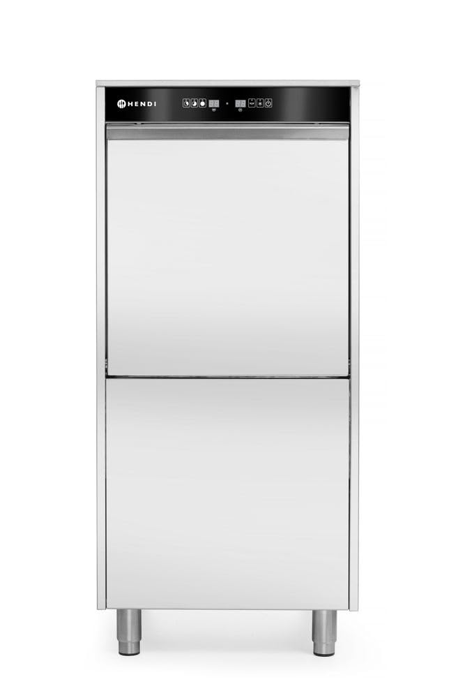 HENDI Geschirrspüler, 1340 mm, 7100 W, 400 V, Silber, Tabletts und Töpfe, elektronische Steuerung, mit Waschmitteldosiersystem und Ablaufpumpe