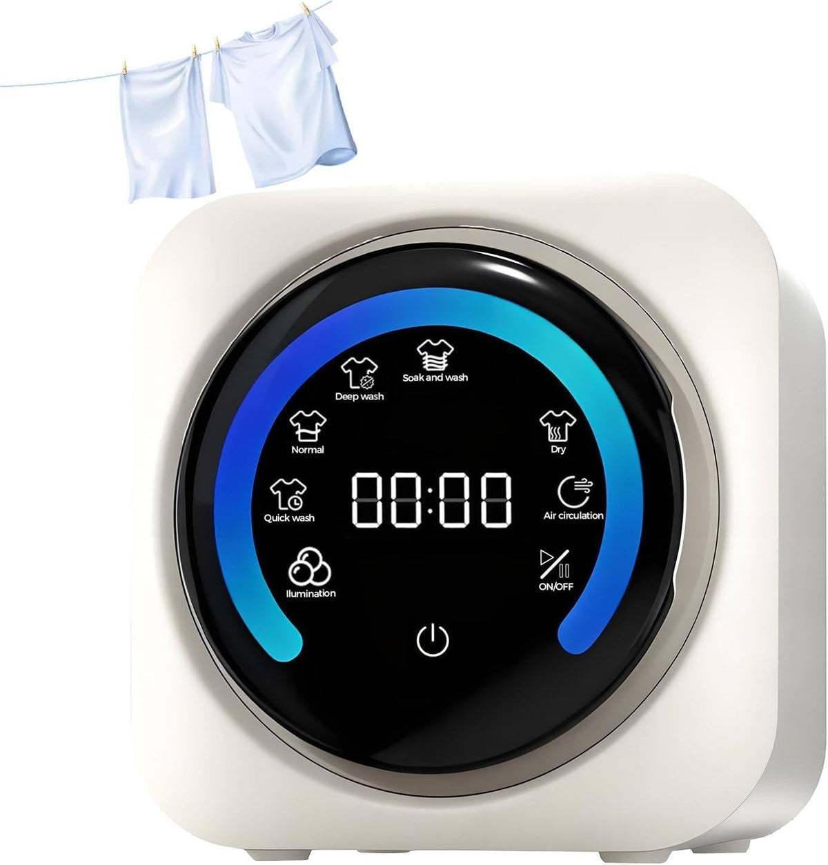 Waschtrockner, Weiß, Tragbare 2-in-1-Mini- -Kombination mit LCD-Panel, Fronttrommel, Wand- oder Tischmontage möglich