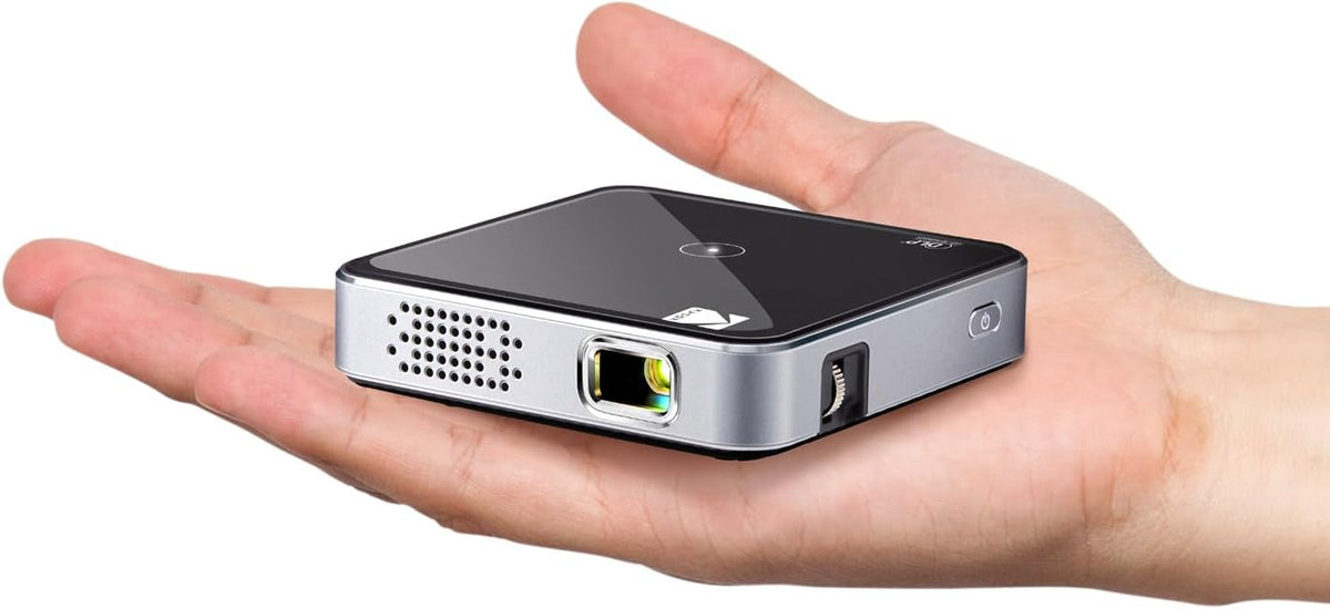 Kodak Audiogerät, Schwarz, Ultra Mini-Projektor Tragbarer, 1080p HD-Unterstützung, er LED-DLP-Pico-Projektor mit Akku