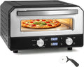 GIANTEX Pizzaofen, 11,5 L, 1700 W, Kaltgewalzter Metall, Aluminium-Beschichtung, Temperglas, Schwarz/Silber