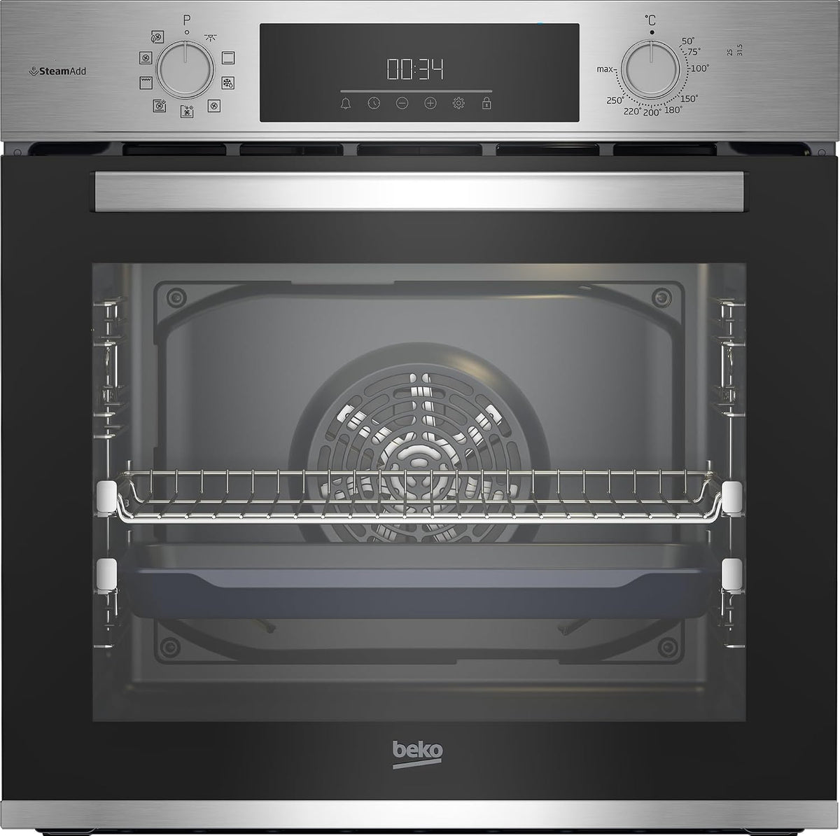Beko Backofen, 72 l, Silber, BBIS12301XE b300, Einbau, Garraum, Multifunktionsofen, 9 Funktionen, AeroPerfect Heißluft