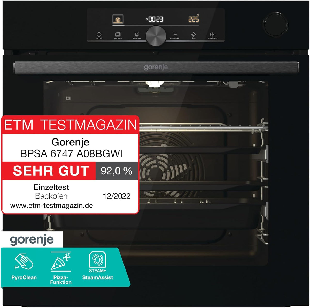Gorenje Backofen, 77 L, Schwarz, OptiBake Advanced BPSA 6747 A08BG Einbau- / / Heißluft /