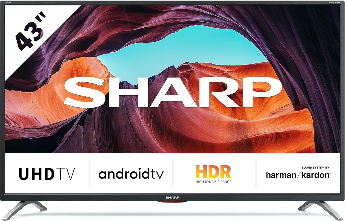 SHARP Fernseher, 43 Zoll, 109 cm, Schwarz, Smart TV, 43BL6EA Android TV 4K Ultra HD LED (Smart TV, Harman Kardon