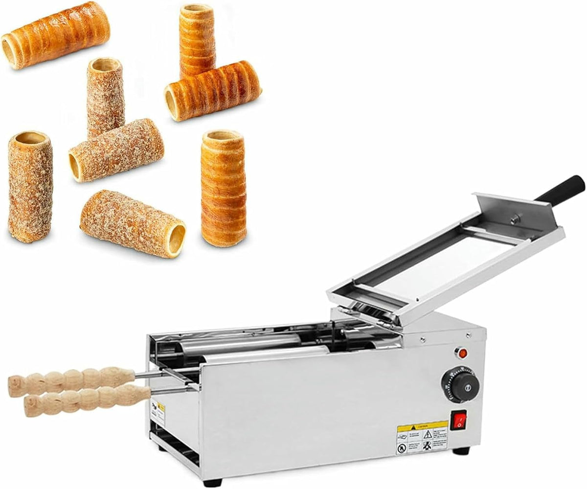 Gewerblicher Backofen, 1500 W, Schwarz/Silber, Elektrischer Kaminofen Für Biskuitrollen, Hochleistungs- Mit Grillfunktion Und 2 Zubehörteilen