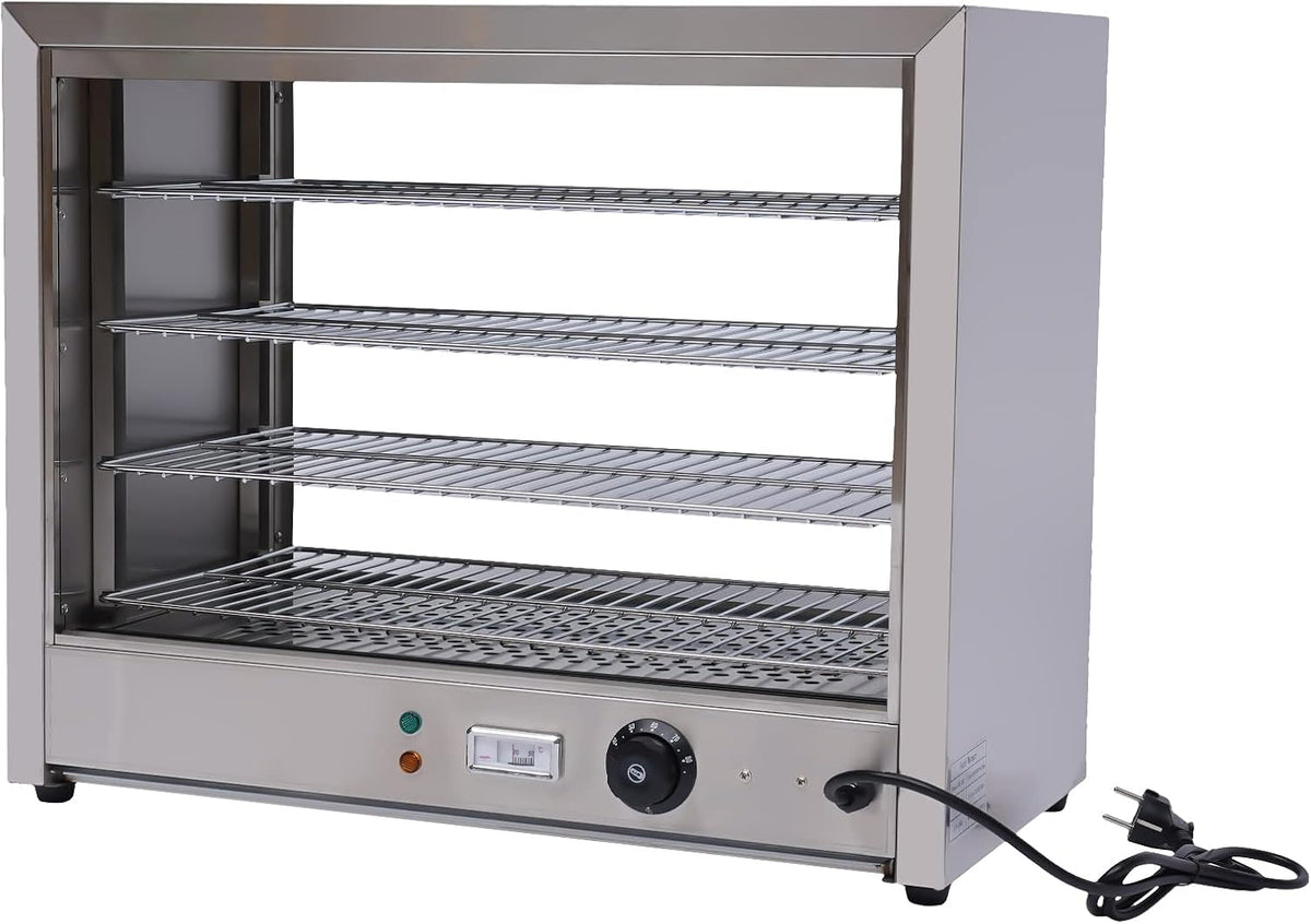 Wohnzimmerschrank 4Etagen, 800 W, Silber, Gastro SpeisenwäRmer HeißE Theke Warmhaltevitrine