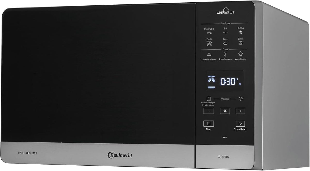 Bauknecht Mikrowelle, 28 cm, 25 l, Schwarz/Silber, MWA 49 SL n-Backofen (freistehend)/ Dampfgarfunktion/
