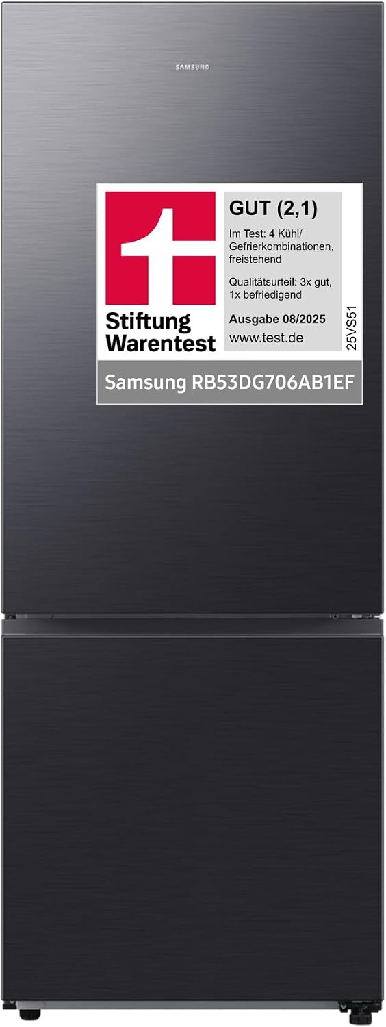 Samsung Kühl-Gefrierkombination, 203 cm, 538 l, 75 cm, Schwarz, RB53DG706AB1EF, Extra breit , Kühlschrank mit Gefrierfach