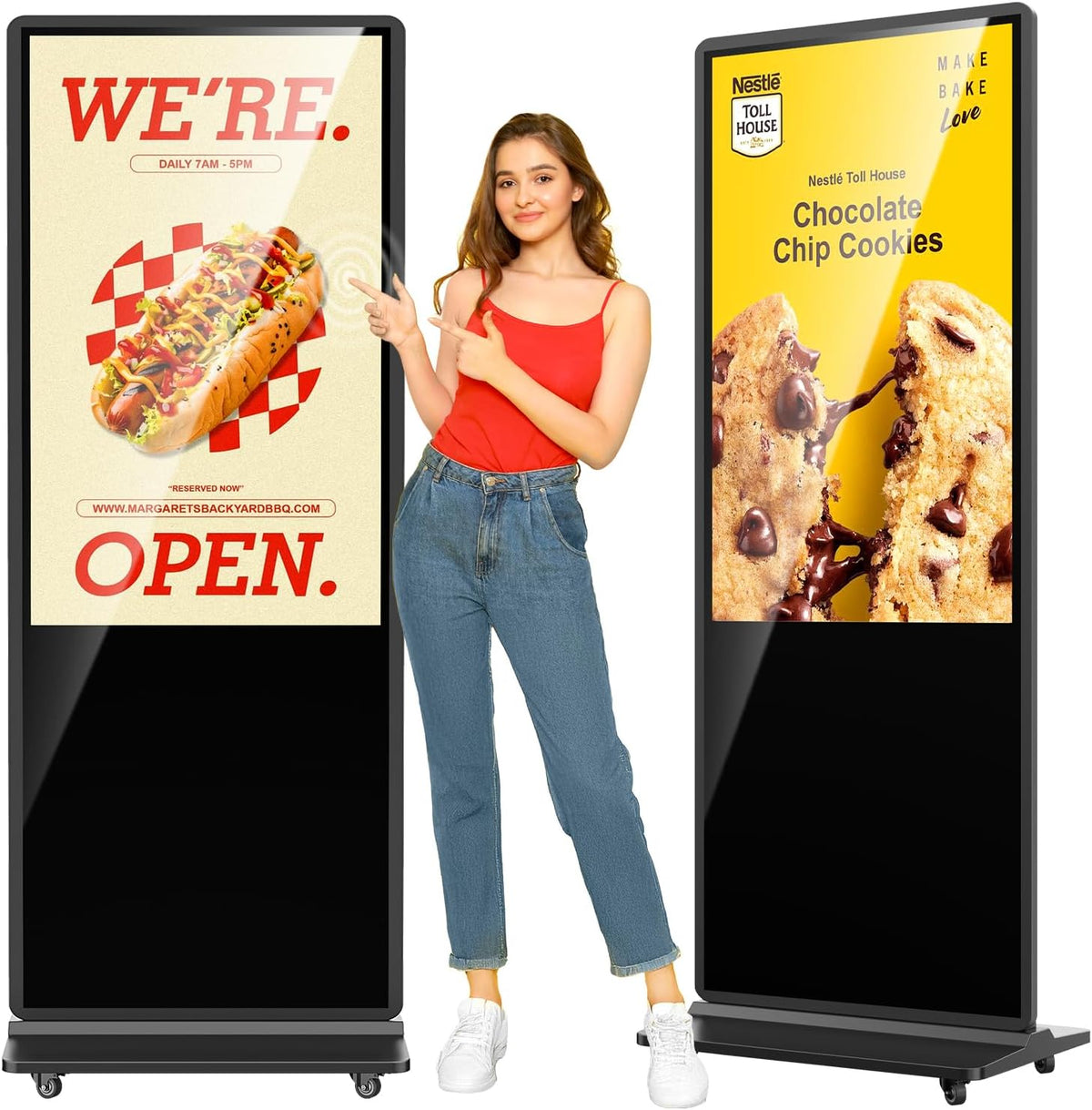 55'' Digital-Signage-Display, Schwarz, Digital Signage Display Smart Android LCD Sign Kiosk
