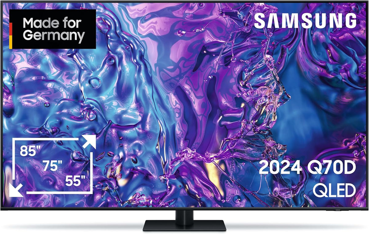 Samsung Fernseher, 85 Zoll, Schwarz, Smart TV, QLED 4K Q70D, Quantum Prozessor, AI Upscaling, Tizen OS, Motion Xcelerator 120 Hz