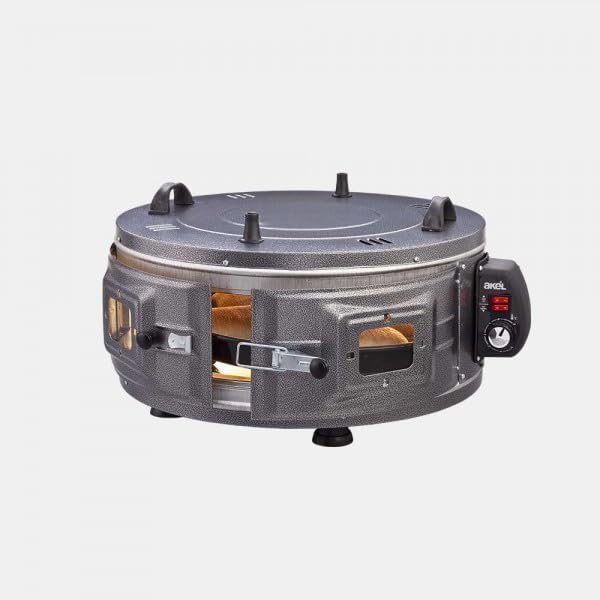 AKEL Pizzaofen, Silber, Elektrischer runder Ofen AF022 Mini-Backofen, tragbar