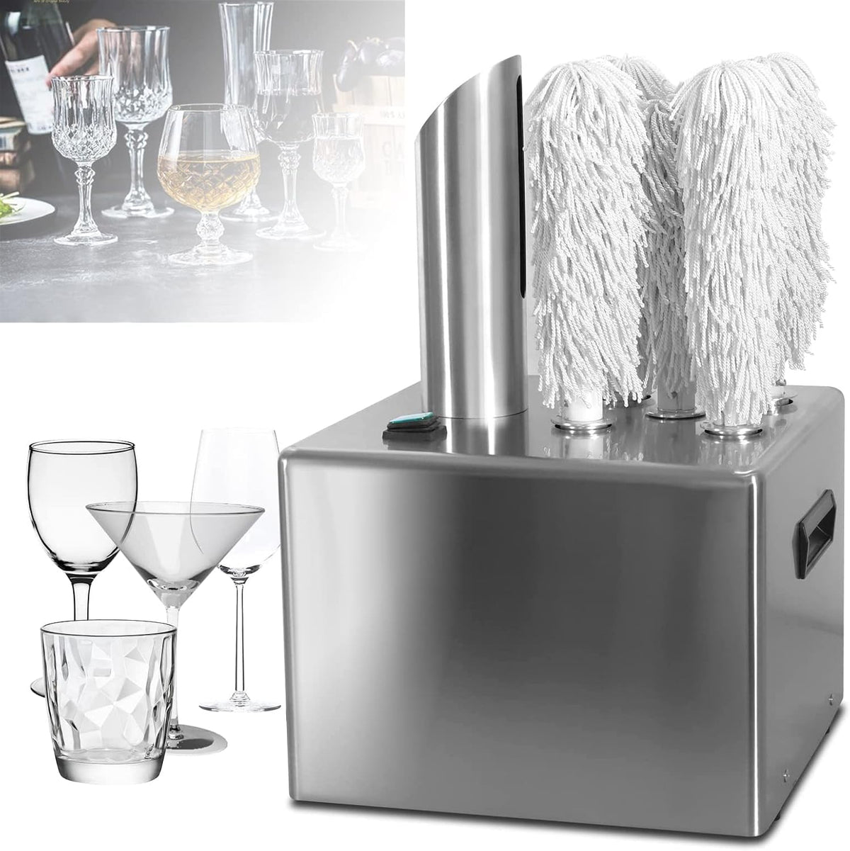 Gläserreinigungsmaschine, 1375 W, 1575 W, Edelstahl, Transparent, Elektrische Gewerbe-Gläserspülmaschine