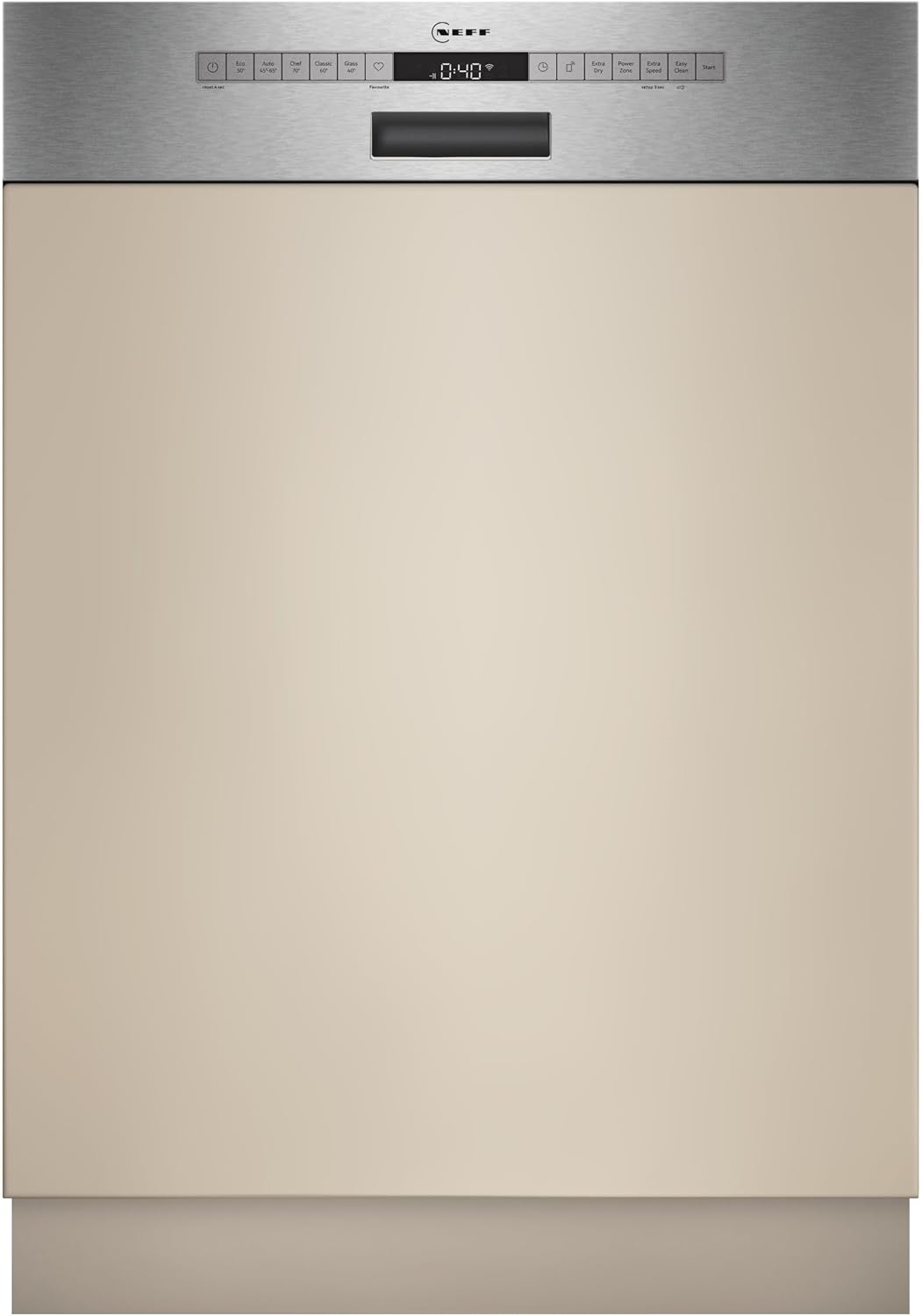 NEFF Geschirrspüler, 60 cm, Silber, S245ECS15E, N 50, Smarter XXL- Teilintegriert, Made in Germany, Spülmaschine mit Besteckschublade