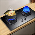 Gasherd, 5,2 KW, Schwarz, Kochfeld 2 Brenner, Edelstahlherd Desktop Und Eingebettetes Gaskochfeld LPG/NG, Mit Klemme Und Schlauch