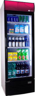 ZORRO Digital-Signage-Display, 380 Liter, Weiß/Schwarz, Getränkekühlschrank ZK mit Werbetafel