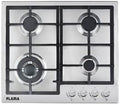 Flama Kochfeld, Schwarz/Silber, 9006FL Gas, schwarz, Edelstahl, Tisch, links, Metall