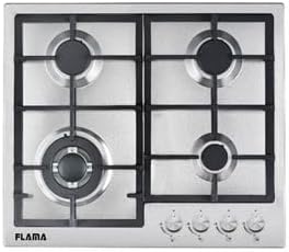 Flama Kochfeld, Schwarz/Silber, 9006FL Gas, schwarz, Edelstahl, Tisch, links, Metall