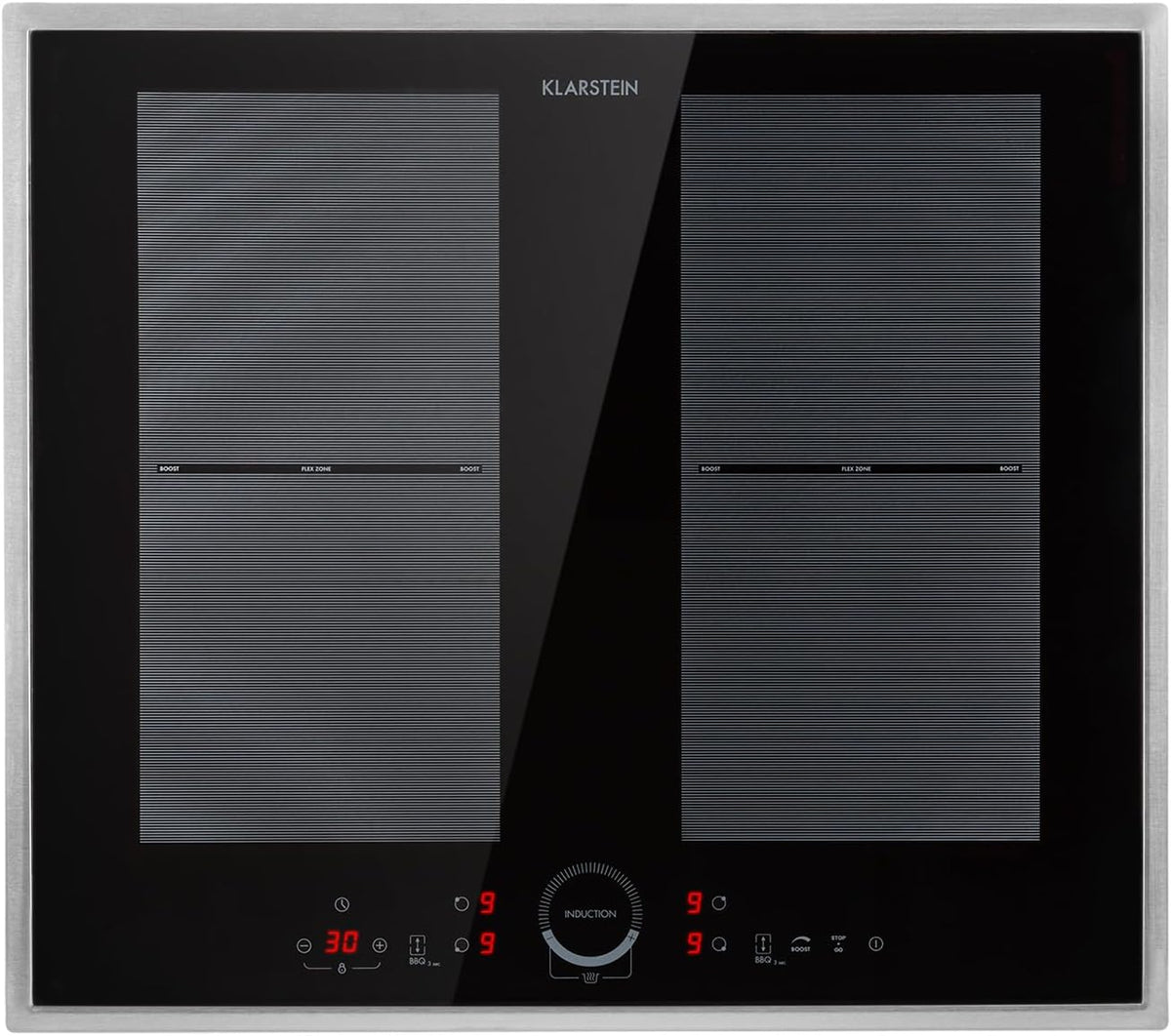 Klarstein Kochfeld, Schwarz, Induktions, Glaskeramik, Induktions mit 4 Platten, mit Touch-Display, Digitalanzeige und Timer-Funktion