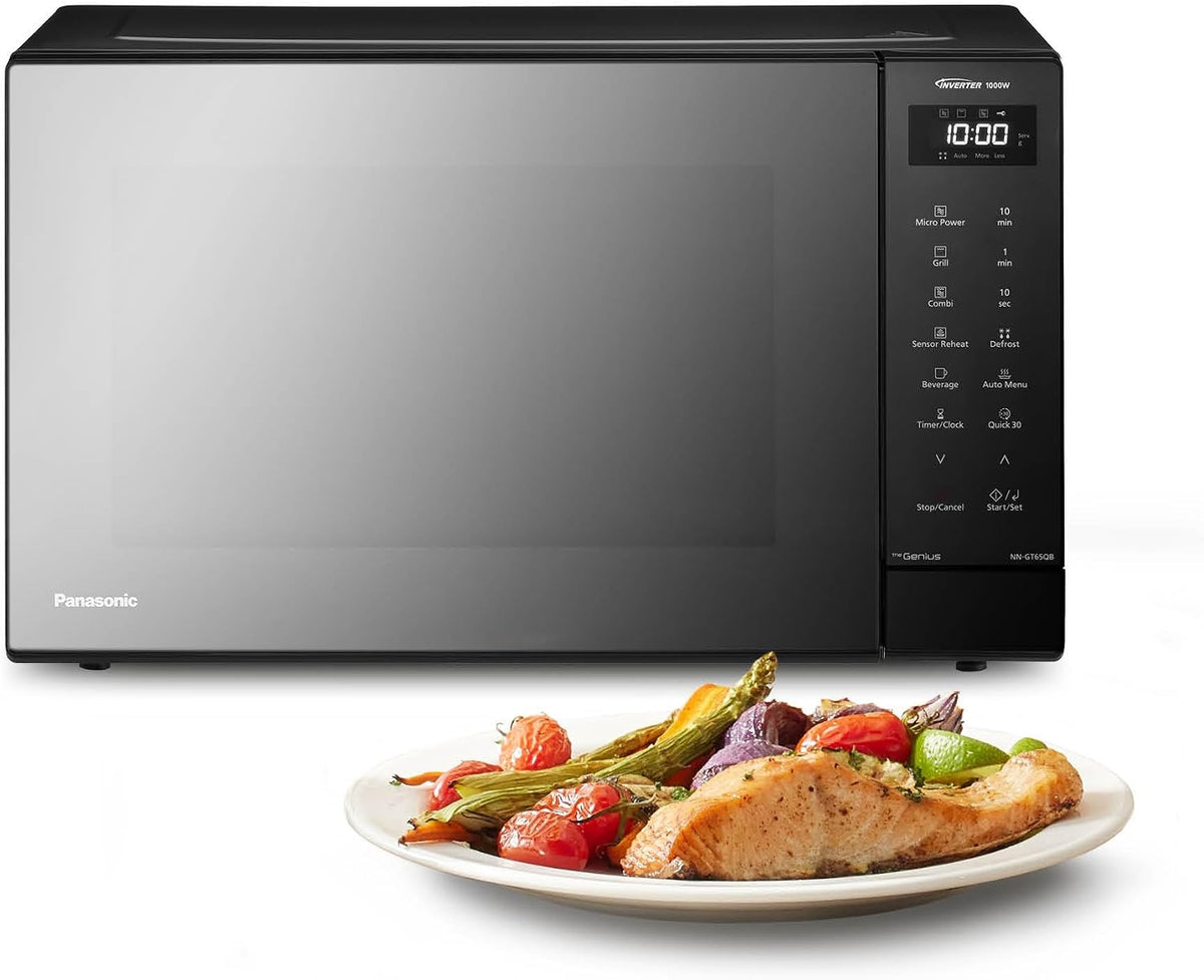 Panasonic Mikrowelle, 1000 W, 31 L, Schwarz, NN-GT65QBEPG Kombi- mit Grillfunktion, 23 Automatische Programme, Kombi-Kochen