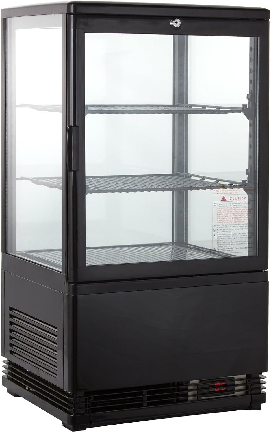 GastroHero Wohnzimmerschrank, 58 L, Schwarz, Kühlvitrine, doppeltverglaste Scheiben, KV-58S