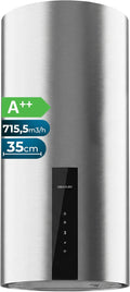 Cecotec Dunstabzugshaube, 715 m, 35 cm, Silber, Wandhaube Bolero Flux DRT 358000 Inox A++, Energieklasse A++