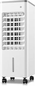 Ventilator Mobiles Klimagerät, Weiß, mit Wasserkühlung, 6-Liter Verdunstungskühler mit Fernbedienung & 2 Kühlakkus
