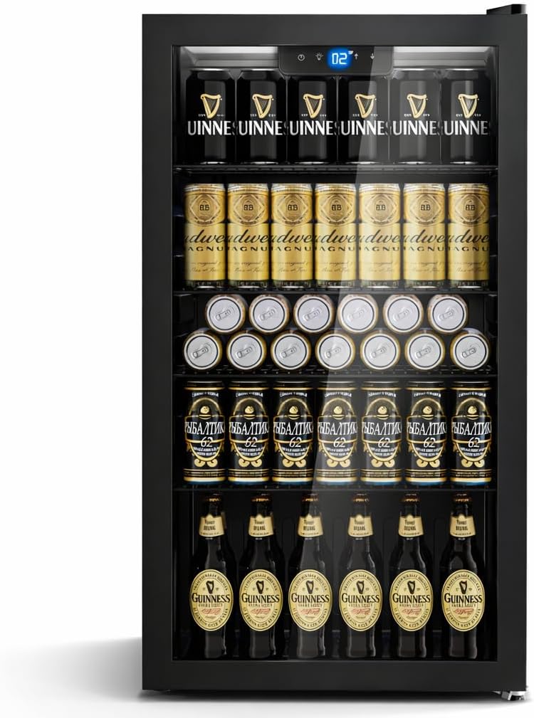 TRIUMPHKEY Getränkekühlschrank, 86 L, Weiß, 4 Ablagen, 130 Dosen, frostfrei