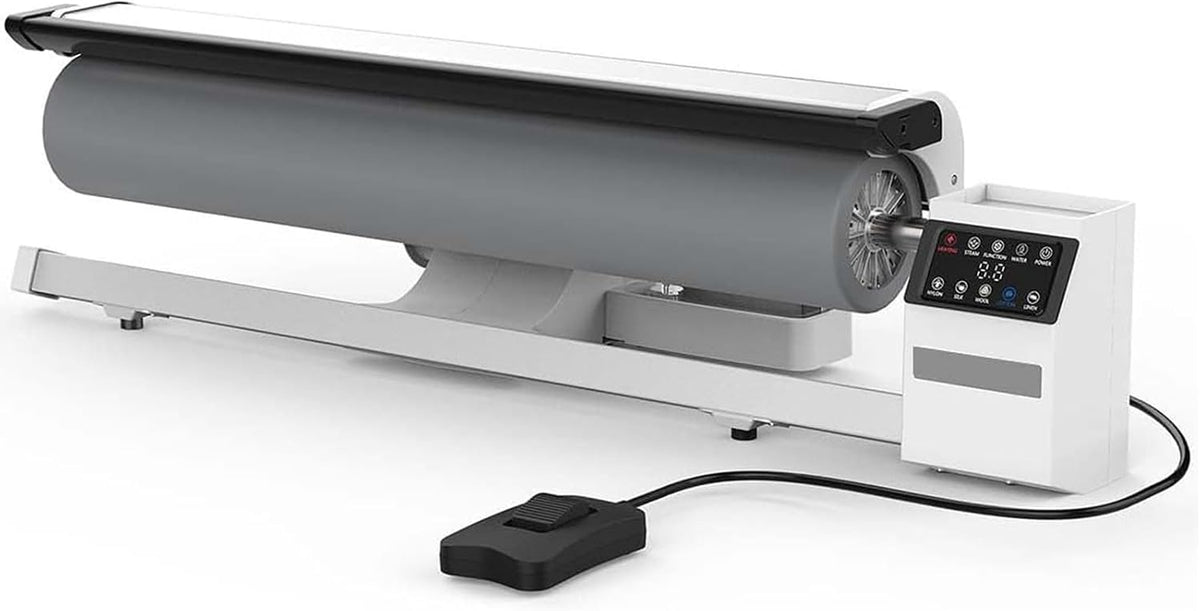 Gewerbliches Dampfglätter, 90 cm, 2950 W, Weiß, Wäschetrockner-Bügeleisen, 90 cm Rotationsdampfbügeleisen mit Fußpedal