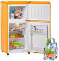 Merax Mini-Kühlschrank, 60 L, Gelb, Retro Kühlschrank mit Gefrierfach, Kleiner Mini Kühlschrank, Gesamtvolumen, 22 L Gefrierfach