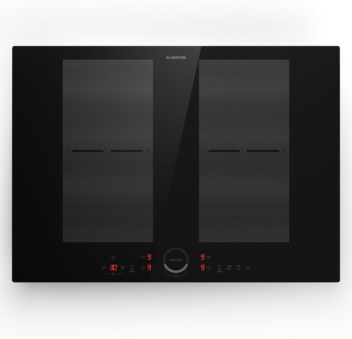 Klarstein Kochfeld, 7000 W, Schwarz, Induktions, Glaskeramik, Induktions mit 4 Platten, mit Touch-Display und Timer
