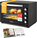 TZS Pizzaofen, 2000 W, 60 L, Schwarz/Silber, First Austria - Minibackofen - Mini Backofen, 4 Einschubhöhen, Backblech