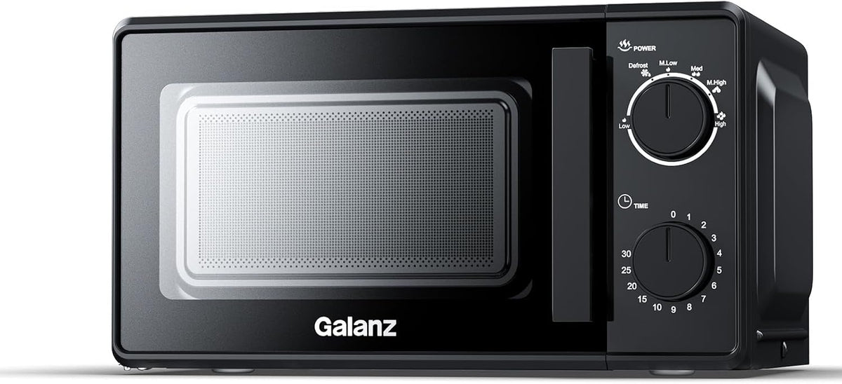 Galanz Mikrowelle, 700 W, 20 L, Schwarz, Solo- P70T -VB, mit 6 Leistungsstufen, 0 bis 30 Minuten-Timer, einfache Reinigung mit Glasdrehplatte