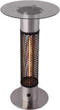Runder Tisch, 1500 W, Silber, Feuerofen aus Stahl mit Erdspieß mit Fuß aus Edelstahl