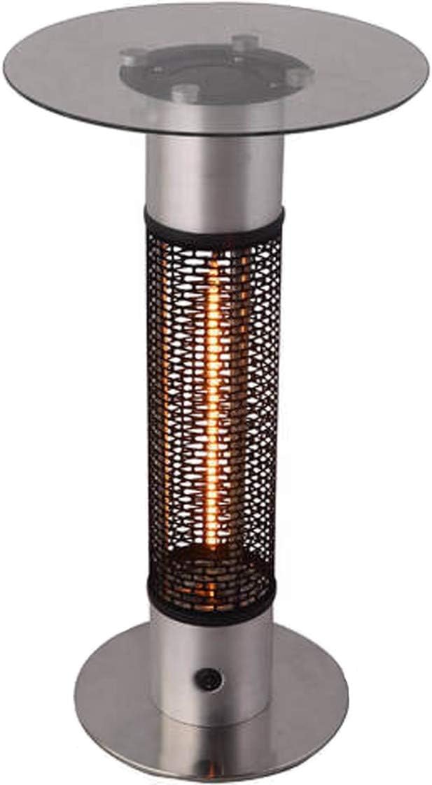 Runder Tisch, 1500 W, Silber, Feuerofen aus Stahl mit Erdspieß mit Fuß aus Edelstahl