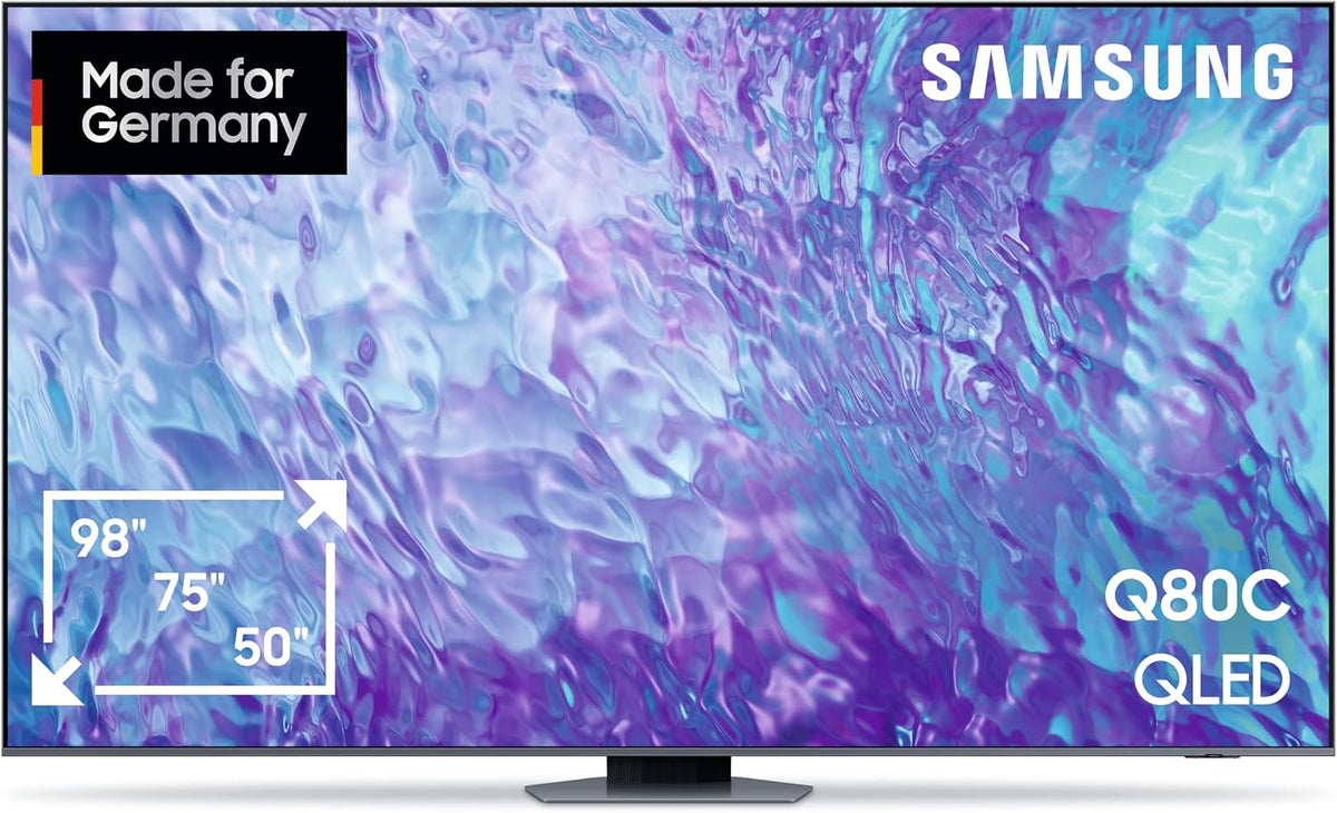 Samsung Fernseher, 98 Zoll, Schwarz, Smart TV, QLED 4K Q80C, Direct Full Array, AI Neural Quantum Prozessor 4K