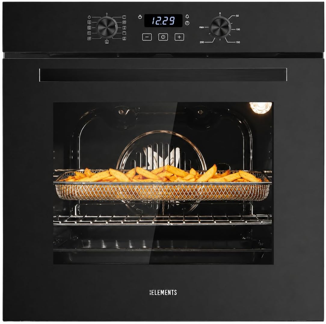 Einbaubackofen Backofen, 73 Liter, 60 cm, Schwarz/Silber, mit Air Fry, Steam Clean, Heißluft, Pizza Funktion, Digitaldisplay
