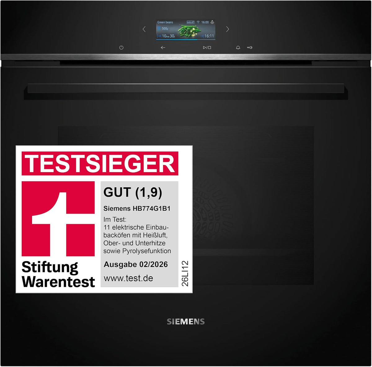Siemens Backofen, 60 x 60 cm, Silber, iQ700 Smarter Einbau- Edelstahl HB774G1B1