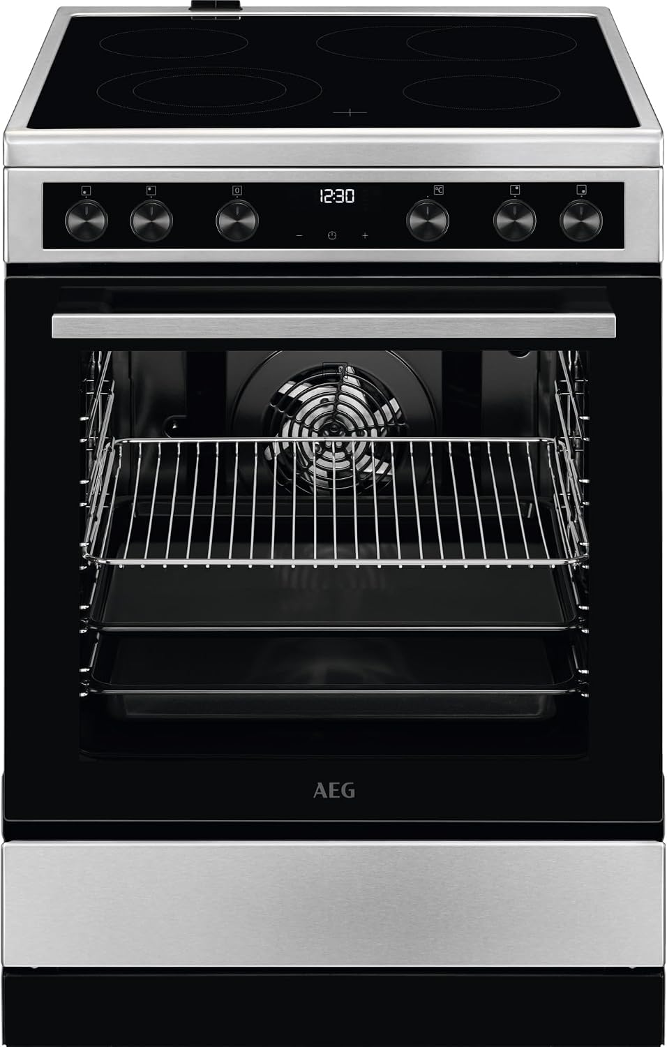 AEG Elektroherd, 60 cm, Schwarz, Standherd mit Glaskeramik-Kochfeld