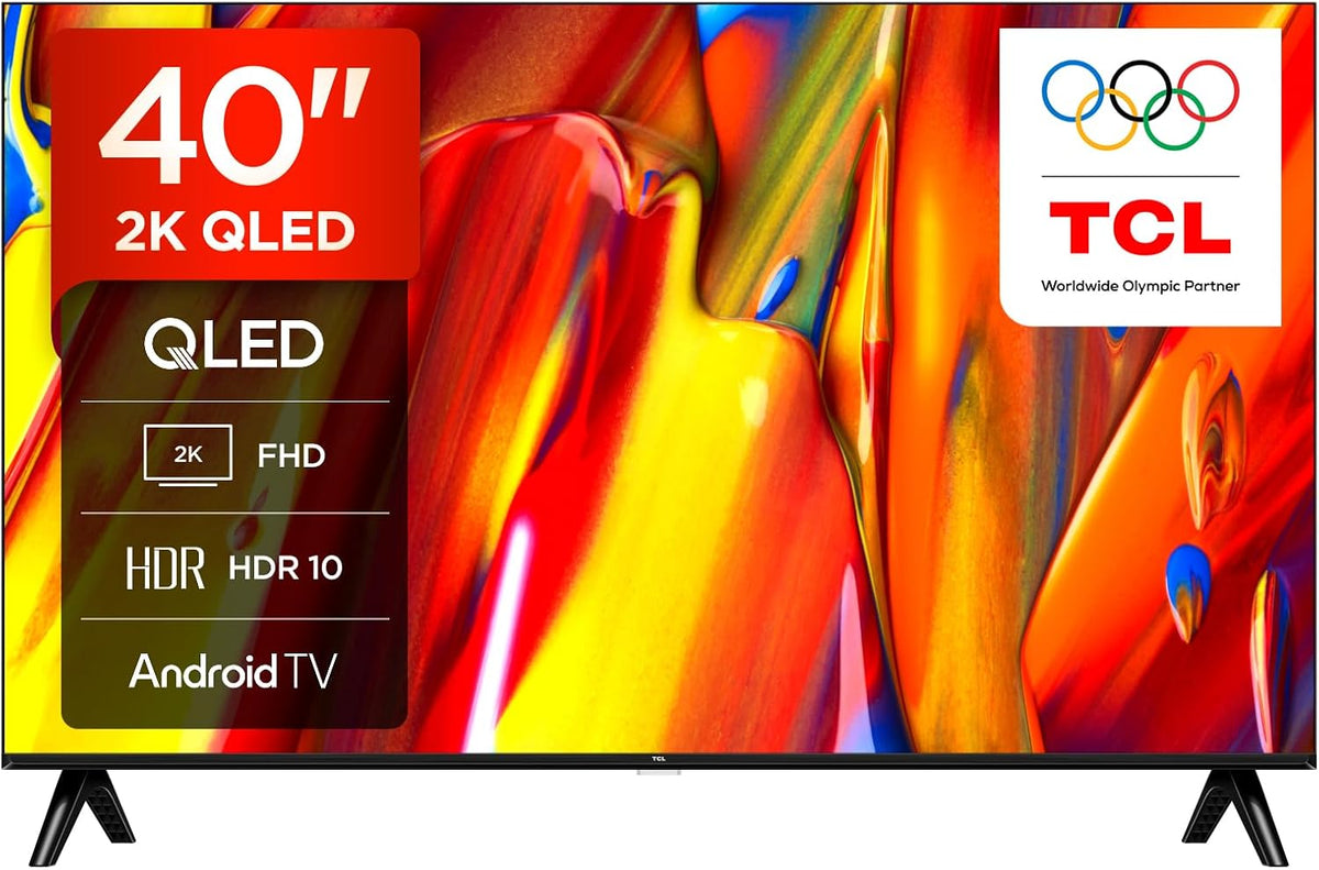 TCL Fernseher, 40 Zoll, Schwarz, 40V5C - Full HD Smart QLED Direct LED- mit Android TV & HDR, Schlankes Design