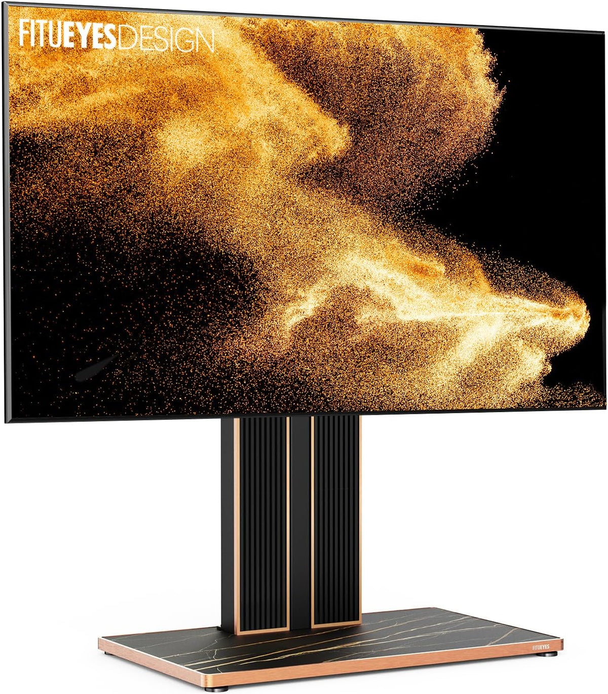 FITUEYES Fernseher, 100 Zoll, 65 kg, Schwarz, TV Ständer für 75 80 85 90 bis TV Stand aus Buchenholz