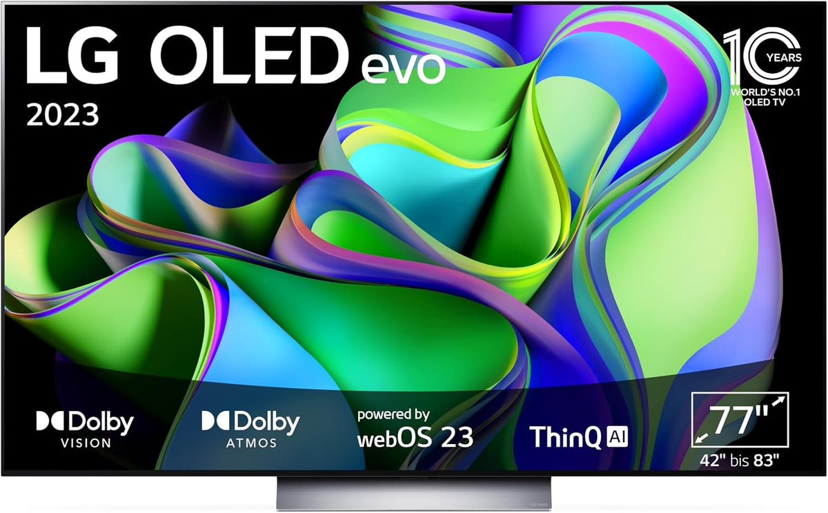LG Fernseher, 77 Zoll, 195 cm, Schwarz, OLED77C31LA TV OLED evo