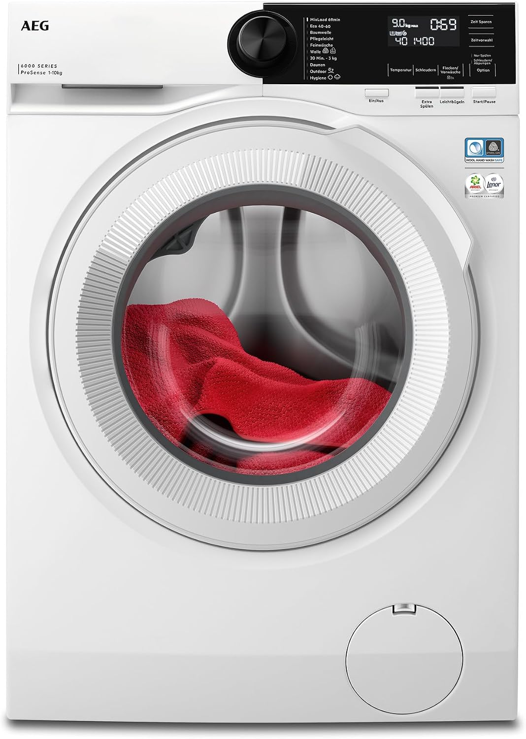 AEG Waschmaschine, 10 kg, Weiß, Serie 6000 ProSense Mengenautomatik, Leise, Nachlegefunktion, Kindersicherung, Schontrommel