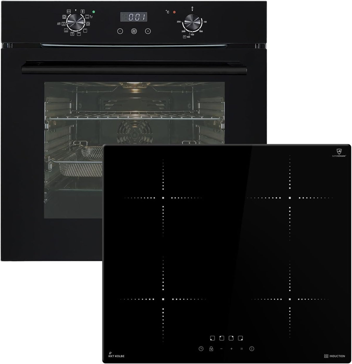 KKT Backofen, 7000 W, Schwarz, KOLBE Herdset SET7010FBIH859RL, und Induktionskochfeld