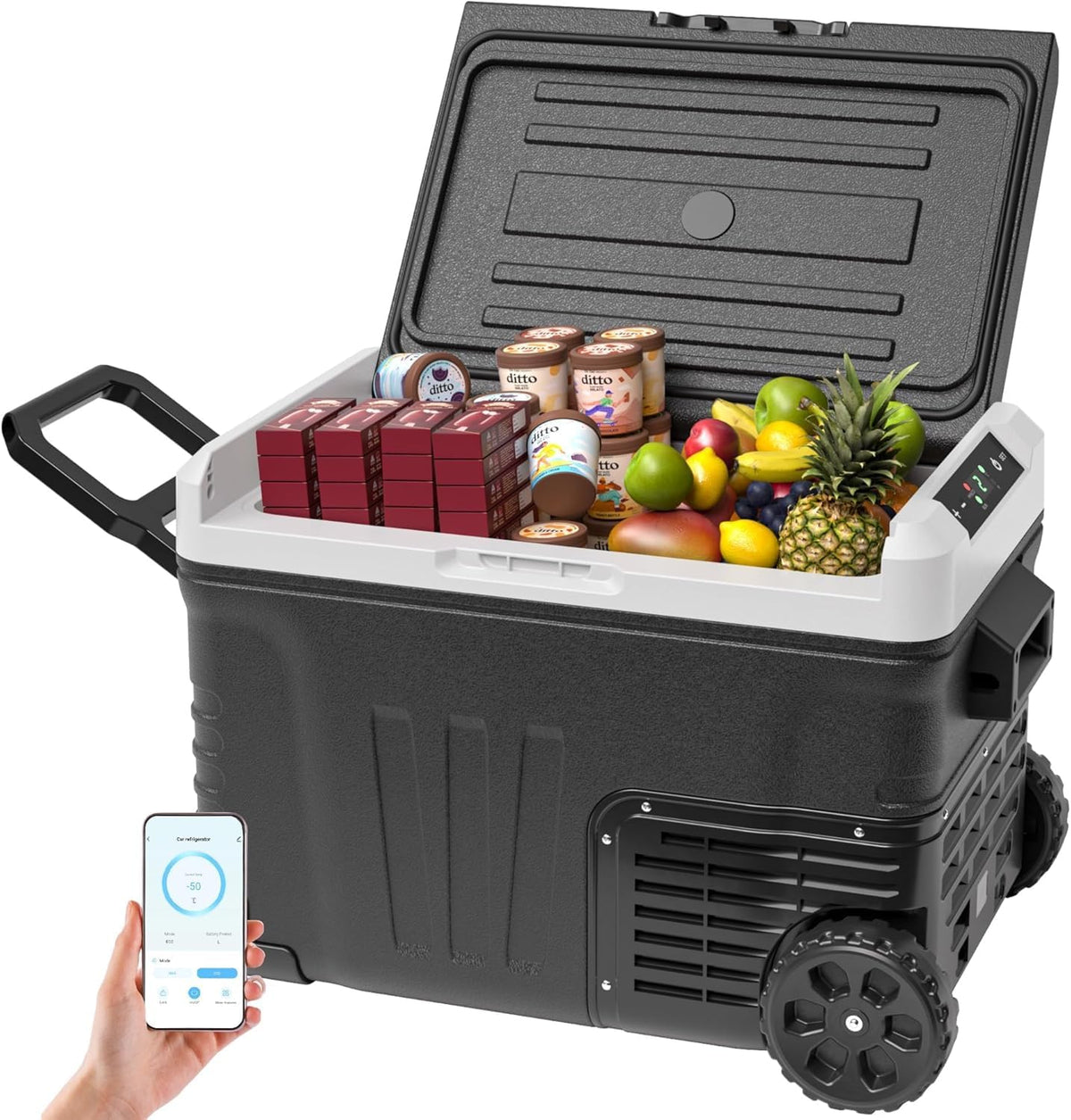 EUHOMY Kühlschrank, 240 V, 35 L, 12 V, 24 V, Weiß, Kompressor Kühlbox mit APP-Steuerung, Tragbarer Auto / & 220-, Reisen & Outdoor
