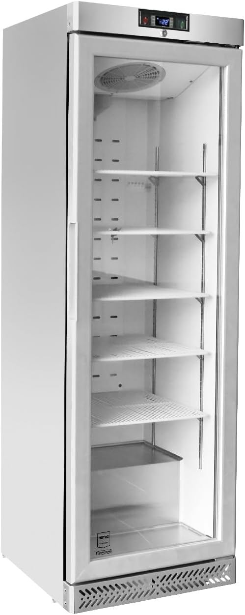 METRO Gefrierschrank, 59.5 x 64 x 188.5 cm, 240 L, 550 W, Silber, Professional GSC240N, Edelstahl/Glas, Luftkühlung