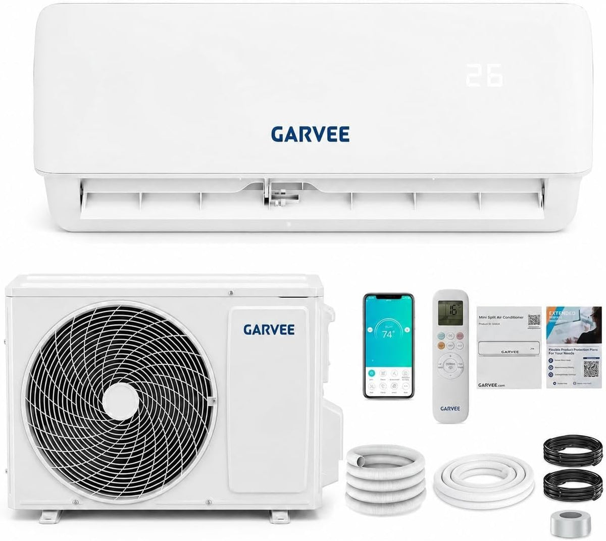 Split-Klimaanlage, Weiß, Split Klimaanlage 12000 BTU, Inverter Wandklimaanlage mit Heizfunktion