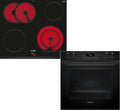 Siemens Kochfeld, 60 x 60 cm, Schwarz, iQ300 Einbauherd Set mit Elektro EQ212KAAB