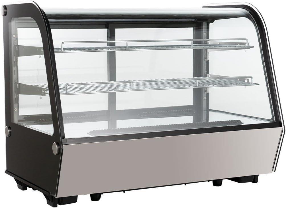GastroHero Wohnzimmerschrank, 160 L, Schwarz, Kühlvitrine, gewölbter Frontscheibe, KV-160