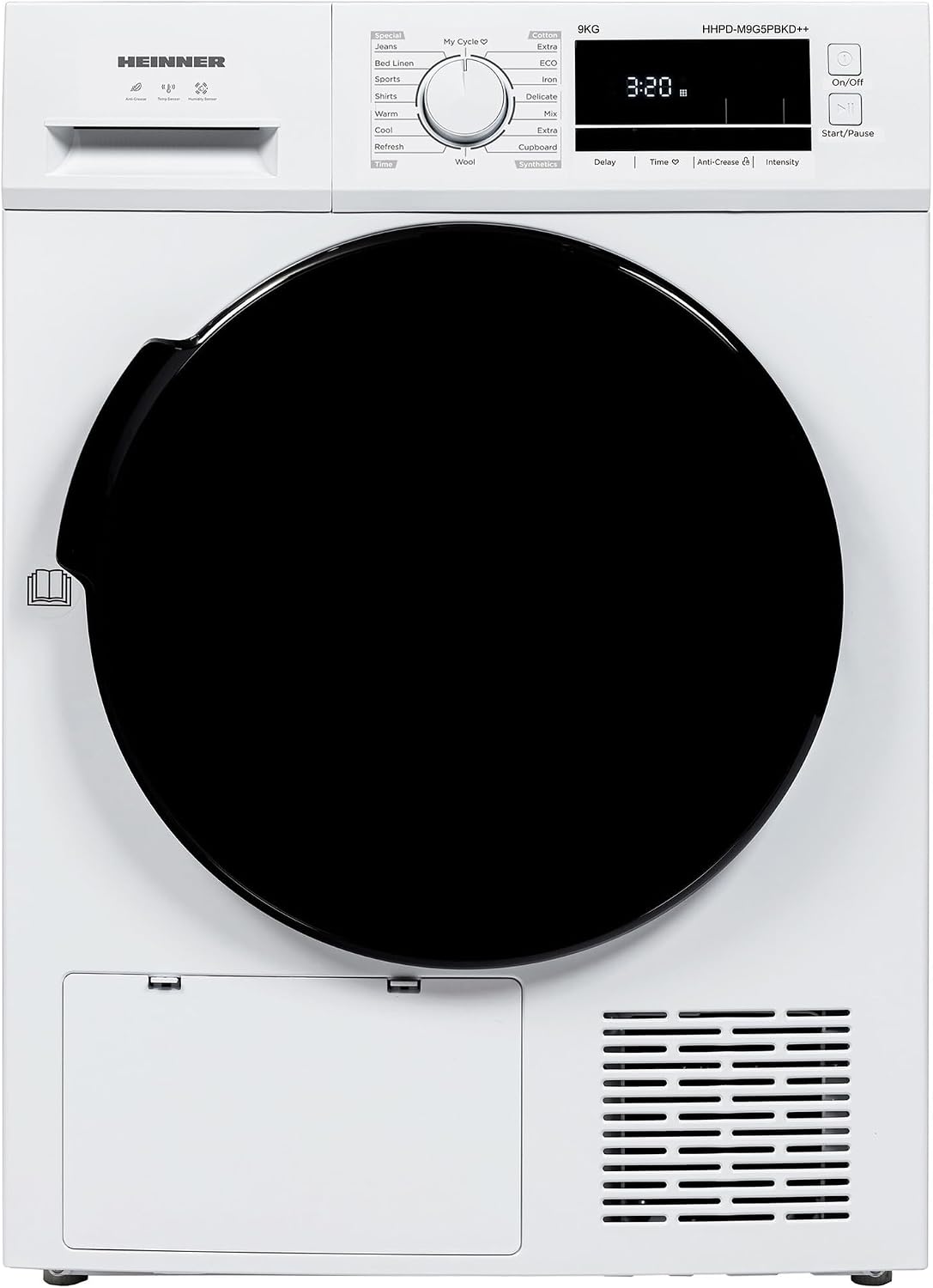 HHPD Wärmepumpentrockner, 9 kg, Schwarz, M9G5PBKD++, Energieklasse D, LED-Display, Anti-Knittern, Startzeitvorwahl