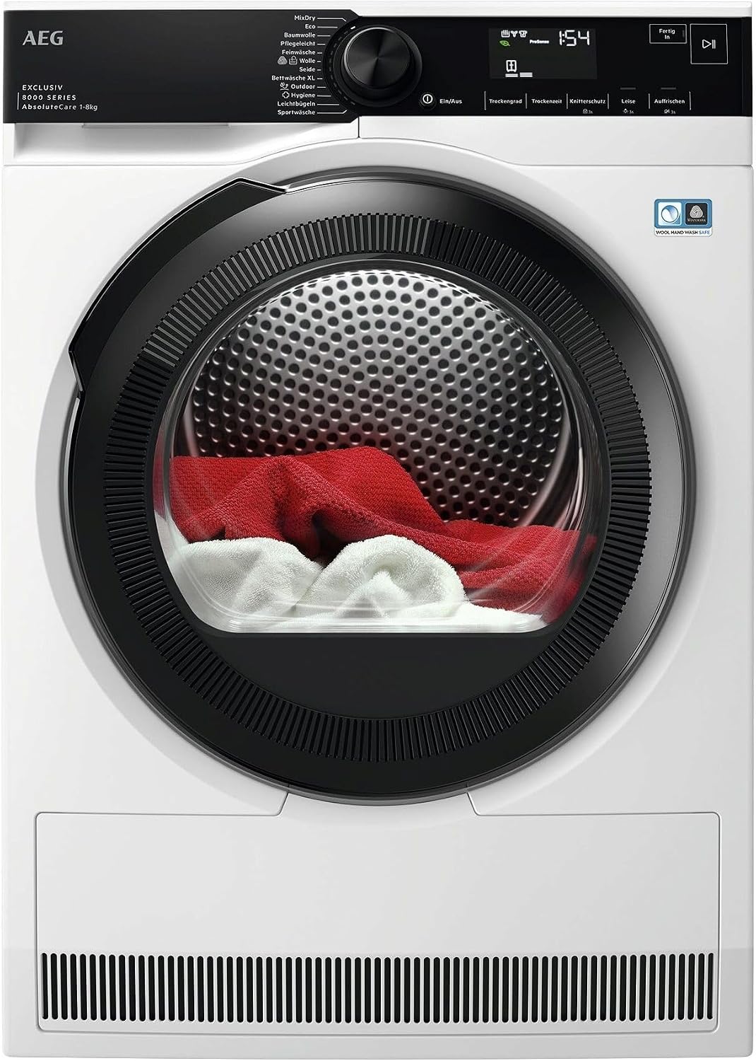 AEG Wärmepumpentrockner, 8 kg, Schwarz, Serie 9000: AbsoluteCarePlus Daunentrocknung, Punktgenaue Trockenergebnisse mit 3D-Scan